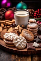 Wall Mural - close-up of christmas cookies and hot cocoa, created with generative ai