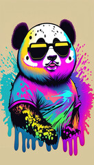 Wall Mural - graphic for a T-shirt featuring a cute panda wearing sunglasses