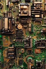 Poster - top view of a complex circuit board, created with generative ai