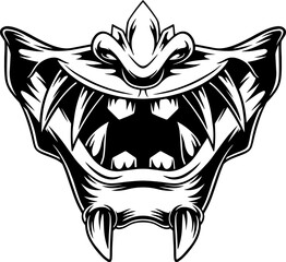 Wall Mural - Japanese demon evil mask , mascot logo illustration