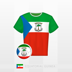 Wall Mural - Football uniform of national team of Equatorial Guinea with football ball with flag of Equatorial Guinea. Soccer jersey and soccerball with flag.