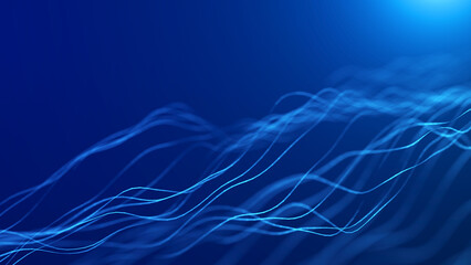 futuristic wave of smooth lines.wire network technologies.cyber security background. 3d rendering.