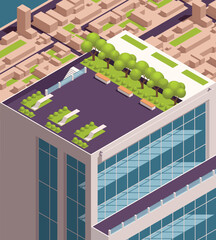 Sticker - Urban City Green Spaces Eco Design Isometric Colored Concept