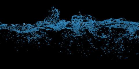 Wall Mural - a Blue water and air bubbles in the pool over black background
