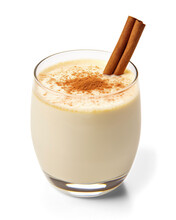Eggnog With Cinnamon Stick Isolated On Transparent Or White Background, Png