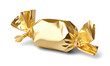 Golden candy wrapper isolated on transparent or white background, png