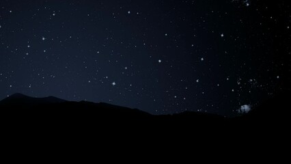 Wall Mural - a movement of stars in the night sky with the view of mountains