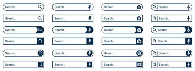 Aufkleber - Set search bar web page internet browser button, search box template isolated, various shape search bar boxes collection icon – vector