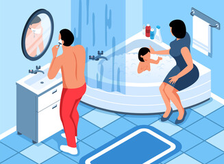 Wall Mural - Family Hygiene Bathroom Composition