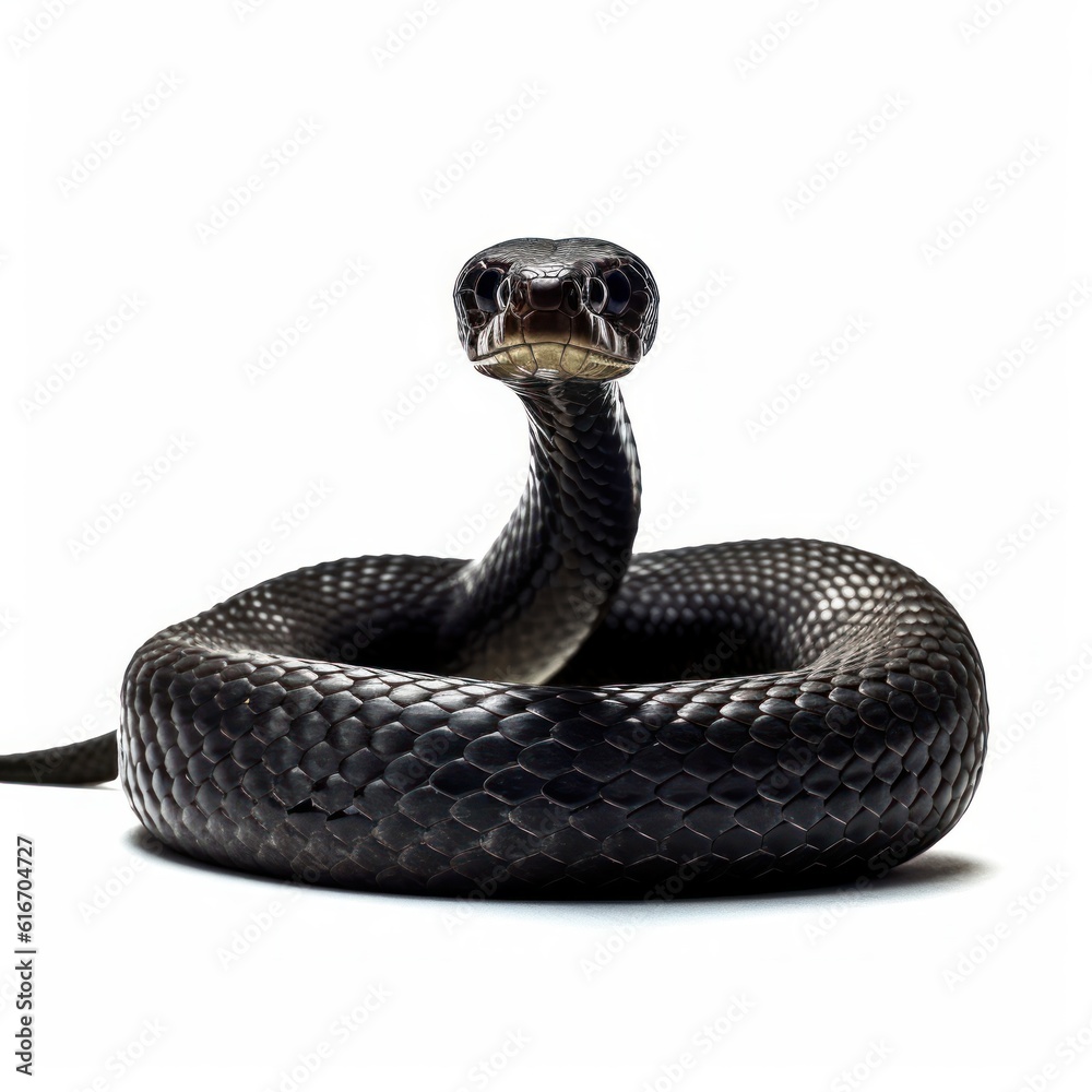 Black Mamba Savanna Animal. Isolated on White Background. Generative AI.