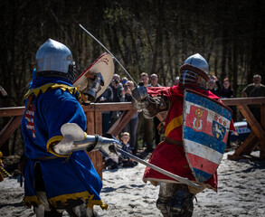 Medieval knights' clash