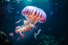 Photo Of 1 Jellyfish Swimming Underwater Shot