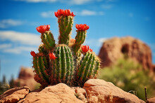 Photo Of 1 Lush Cactus Full Of Life In The Middle Of A Dry