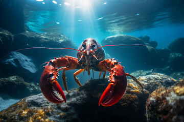 photo of beautiful lobster underwater style 2