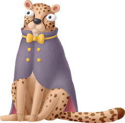 Poster - Cartoon leopard character isolated on white