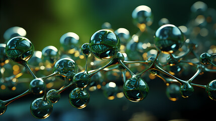 Wall Mural - green hydrogen h2 gas molecule. production of green hydrogen energy powered by renewable electricity
