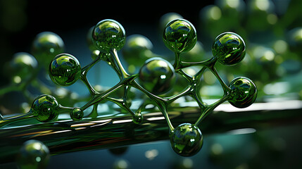 Wall Mural - green hydrogen h2 gas molecule. production of green hydrogen energy powered by renewable electricity