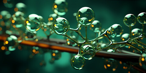 Wall Mural - green hydrogen h2 gas molecule. production of green hydrogen energy powered by renewable electricity
