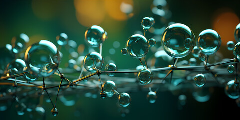 Wall Mural - green hydrogen h2 gas molecule. production of green hydrogen energy powered by renewable electricity