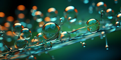Wall Mural - green hydrogen h2 gas molecule. production of green hydrogen energy powered by renewable electricity