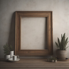 Wall Mural - Square frame mockup in rustic interior