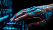 Close-up of the cybernetic arm, science and technology of the future

