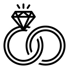 Wall Mural - Diamond engagement ring icon, diamond wedding ring
