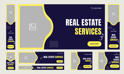 Wall Mural - set of real estate business web banner tematplate design for social media posts, real estate ads, go