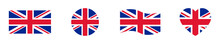 Set Of National Great Britain Flag Vector Icons. Flag UK Or United Kingdom. England Country Symbol.