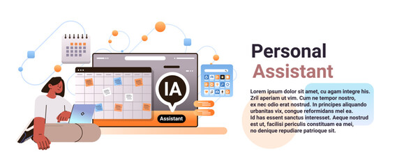 Poster - businesswoman using computer app with personal ai assistant online service artificial intelligence s