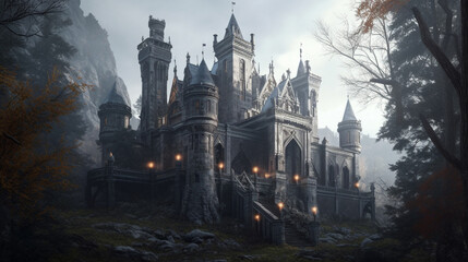  Gothic castle. Generative Ai