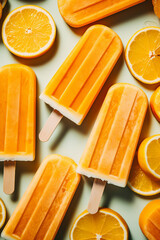 Wall Mural - Orange popsicles cold and refreshing summer treat, generative AI