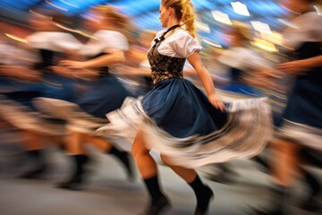 A traditional Bavarian folk dance performance at the festival. Generative AI