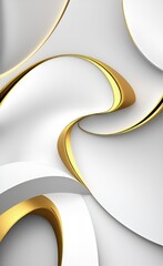 Poster - Curvy and wavy metallic golden cover background with grey and white color tone.