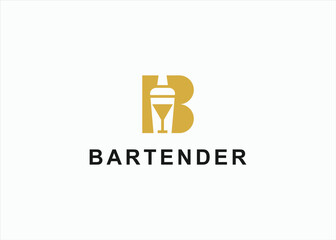 Wall Mural - bartender logo design vector silhouette illustration