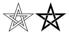 Outline Silhouette Pentagram Star Set Isilated On White Background
