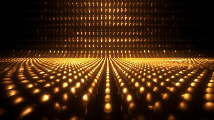 Wall Mural - Dark gold stretch of LED lights futuristic technology background