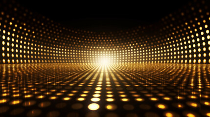 Wall Mural - Dark gold stretch of LED lights futuristic technology background