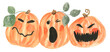 Jack O Lantern Halloween Border Watercolor Clip Art