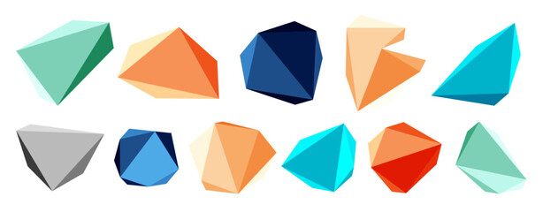 3d low poly triangle design elements