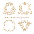 Set of Premium gold vintage baroque frame ornament engraving crest floral.