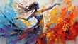 Woman dancing abstract painting
