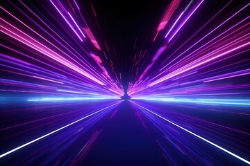Wall Mural - abstract futuristic background portal tunnel with pink blue glowing neon moving high speed wave line