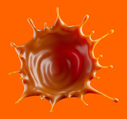 Wall Mural - milk chocolate splash. Isolated on background. Melting chocolate. 3d illustration. design element. 