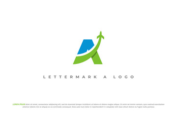 Poster - letter a airplane adventure travel logo