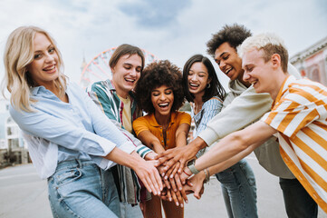 multiracial young people together meeting and social gathering - group of friends with mixed races h