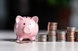Financial Concepts: Banking, Savings, and Investment with Pink Piggy Bank on Table