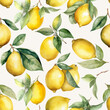 © ku4erashka - Seamless vector background with watercolor lemons.