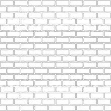 Brick Wall Vector, Seamless Pattern Drawing. Texture Interior Background Line Art. Set Of Graphics Elements Drawing For Architecture And Landscape Design. Cad Pattern