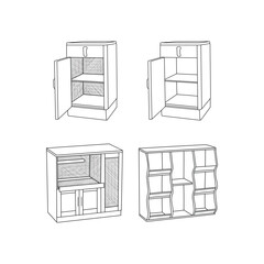 Cabinet icon line art design collection, Outline vector design illustration template